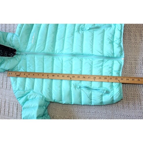 Eddie Bauer Girls Reversible Hooded Duck Down Puffer Jacket size L /14-16 Zipper - Picture 3 of 7